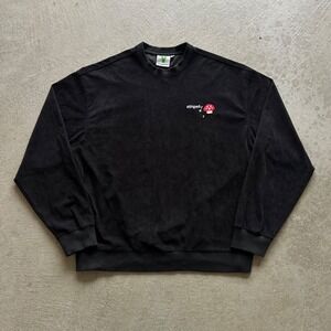 Stingwater Aga Mushroom Sweatshirt Size XL Black Corduroy Crewneck Melting Logo